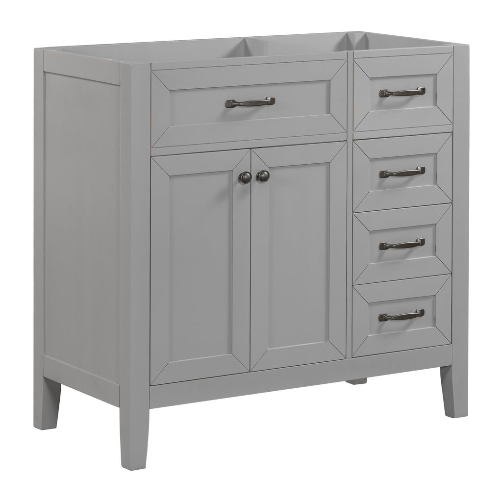 Leoglint 36" Bathroom Vanity without Sink, Cabinet Base Only, Bathroom Cabinet with Drawers, Solid Frame and MDF Board, Grey