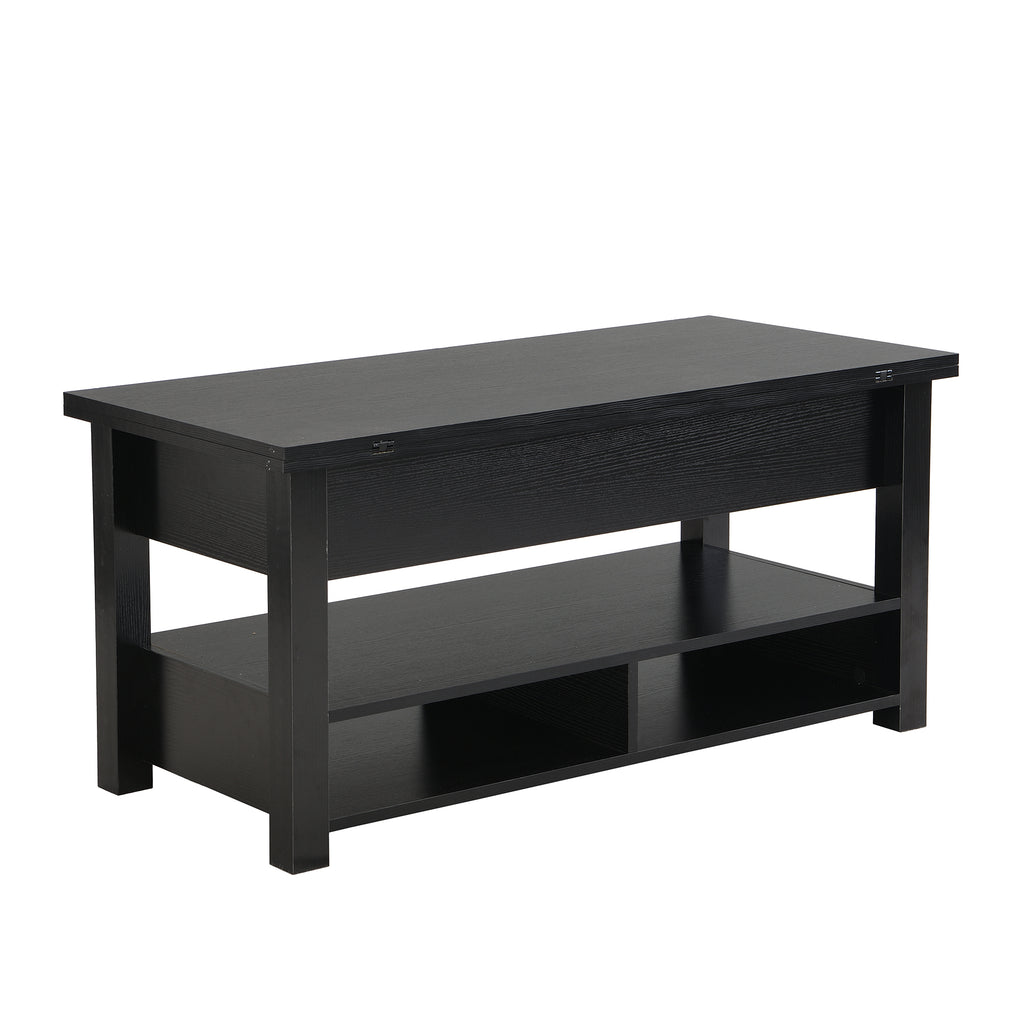 Leoglint [VIDEO provided] ON-TREND Lift Top Coffee Table, Multi-Functional Coffee Table with Open Shelves, Modern Lift Tabletop Dining Table for Living Room, Home Office, Black