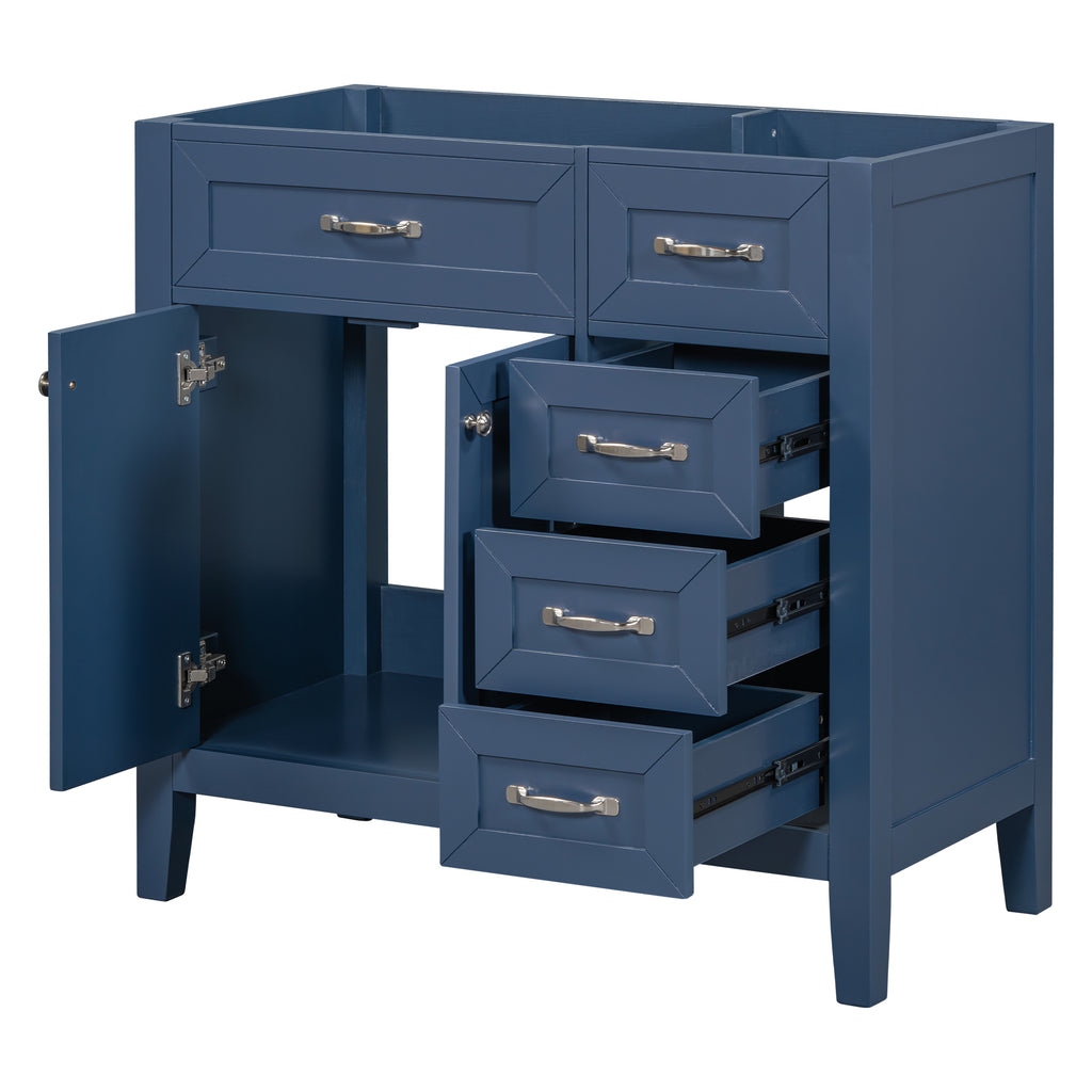 Leoglint 36" Bathroom Vanity without Sink, Cabinet Base Only, Bathroom Cabinet with Drawers, Solid Frame and MDF Board, Blue