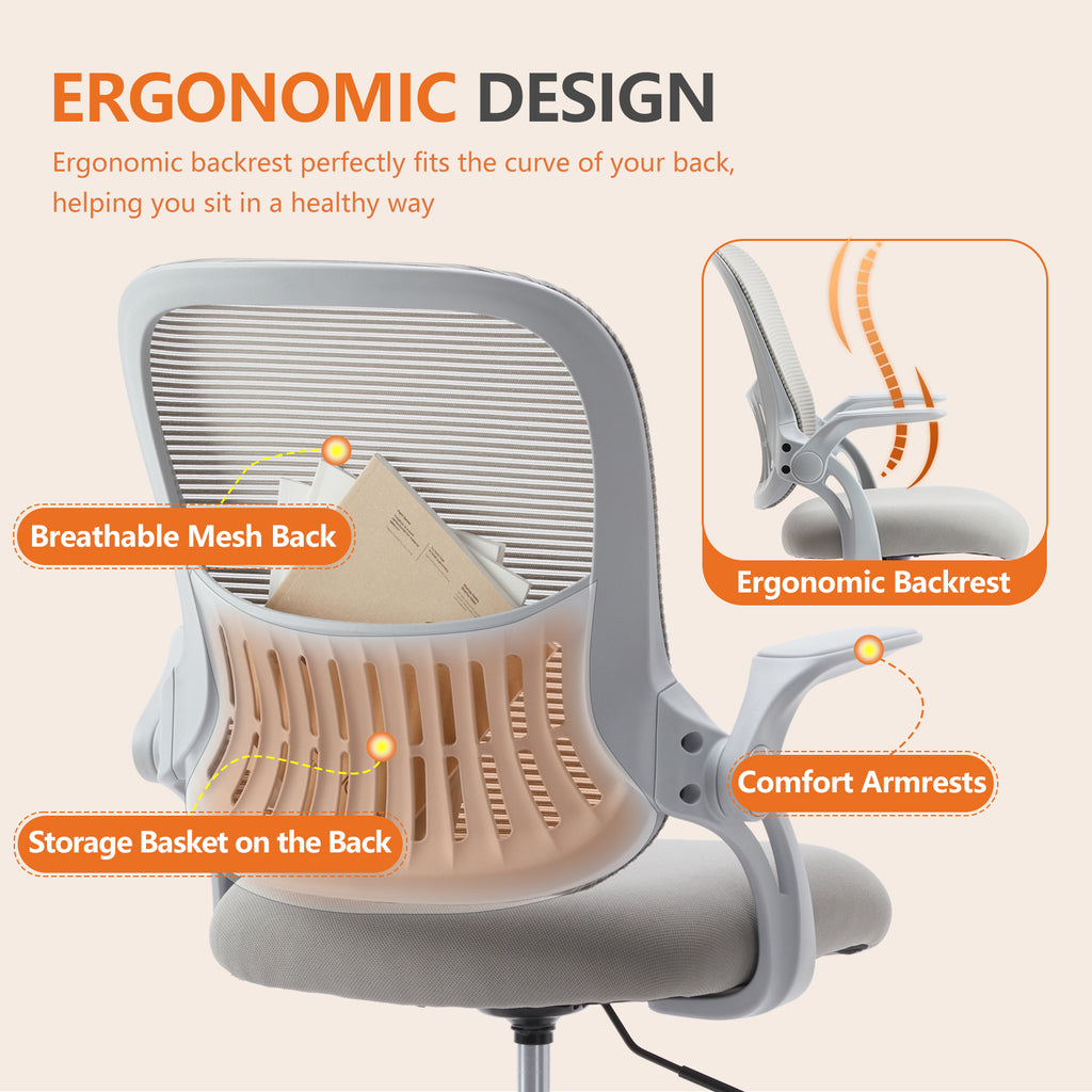 Leoglint Sweetcrispy Drafting Tall Office Chair Ergonomic High Desk Chair with Flip-up Armrests