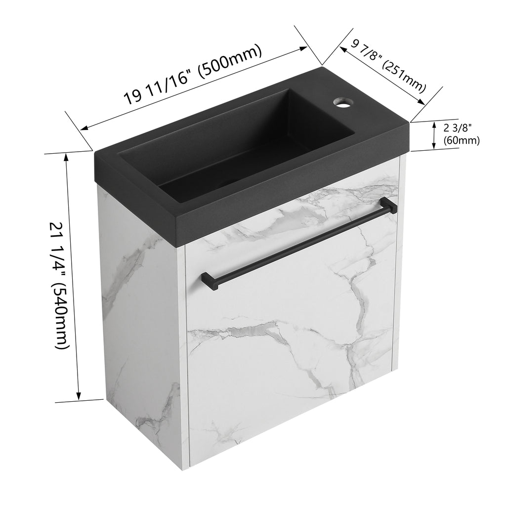 Leoglint 20'' Floating Wall-Mounted Bathroom Vanity with Resin Sink & Soft-Close Cabinet Door