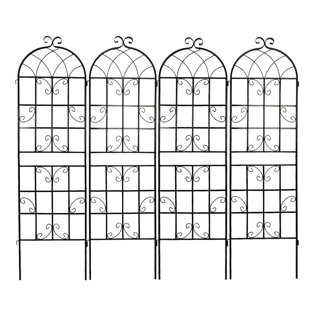 Leoglint 4 Pack Metal Garden Trellis 71" x 19.7" Rustproof Trellis for Climbing Plants Outdoor Flower Support Black