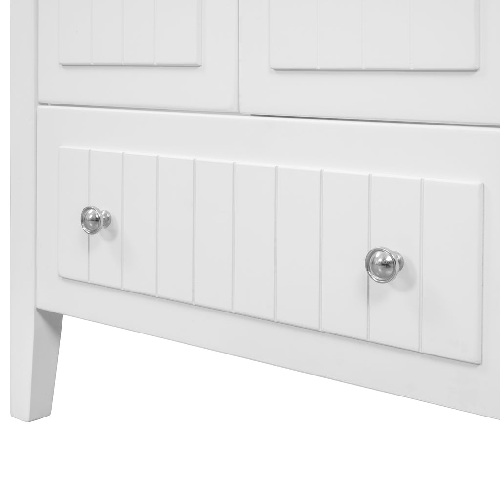 Leoglint 36" Bathroom Vanity Base Only, Solid Wood Frame and MDF Boards, White