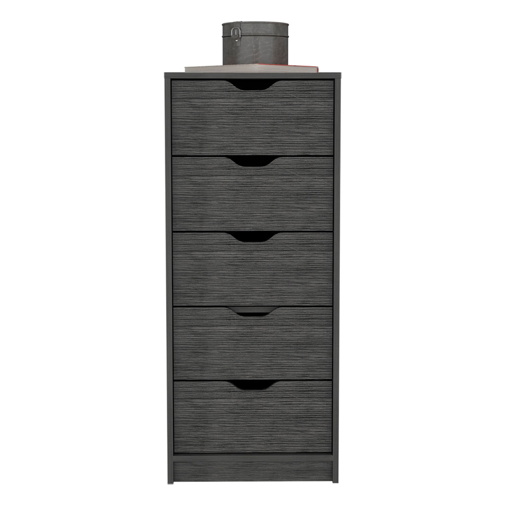 Leoglint Drawer Chest Dresser 42H" 5 Drawers Narrow Dresser, Slim Storage Chest of Drawers, Bedroom, Smokey Oak