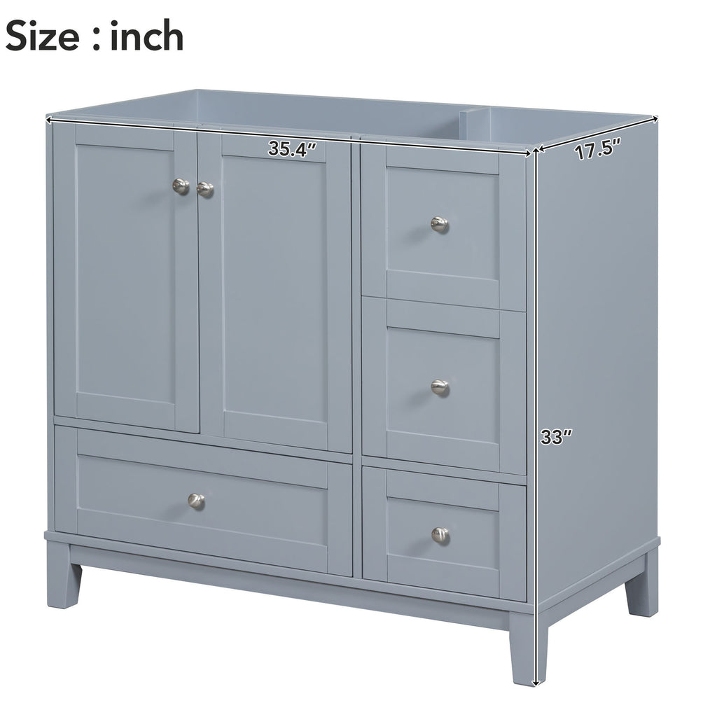 Leoglint [Cabinet Only] 36" Bathroom Vanity-Grey Blue(Sink not included)