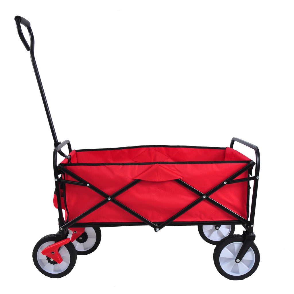 Leoglint Garden cart Folding Wagon Garden Shopping Beach Cart (Red)