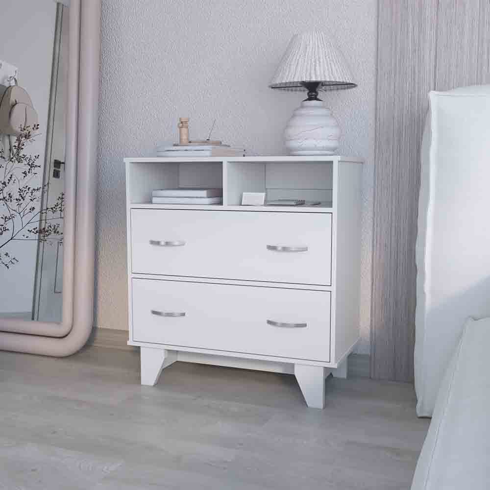 Leoglint Drawer Chest Double Drawer Dresser Arabi, Bedroom, White