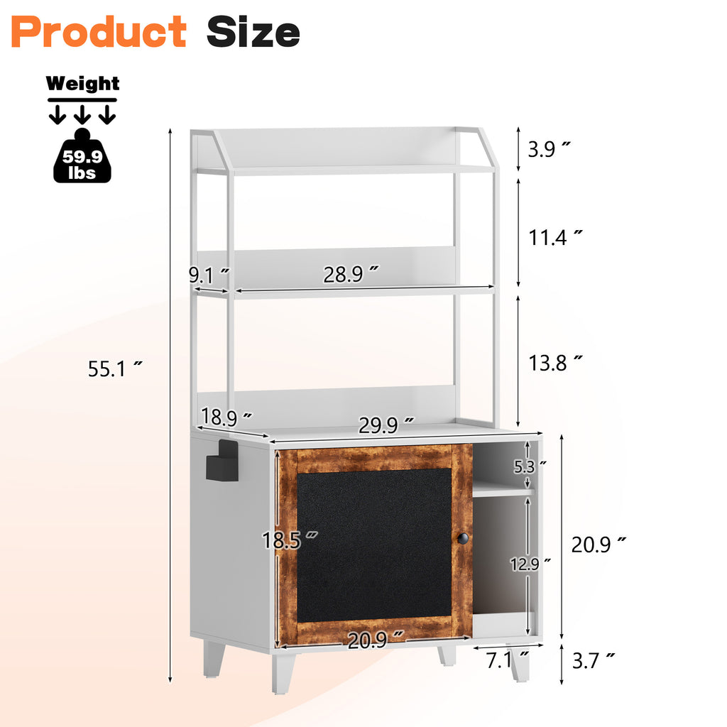 Leoglint Graffiti the litter box Enclosure with 2 Storage Shelves and 1 Doors, Hidden Cat Litter Box Enclosure Furniture with Shelf, Indoor Cat House Furniture for Most of Litter Box,White