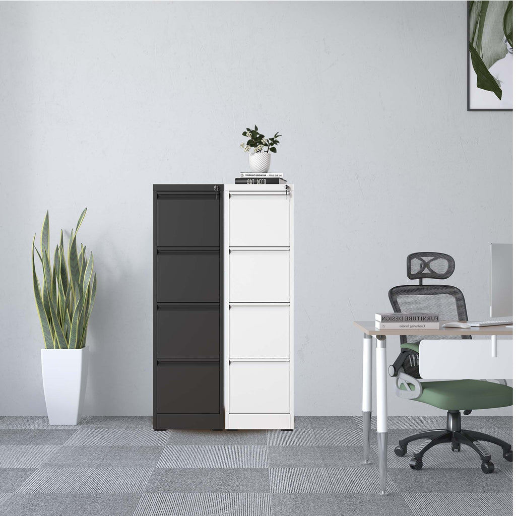 Leoglint 4 Drawer Metal Vertical File Cabinet with Lock Office Home Steel Vertical File Cabinet for A4 Legal/Letter Size