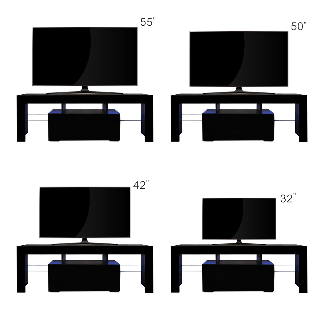 Leoglint Black TV Stand with LED RGB Lights,Flat Screen TV Cabinet, Gaming Consoles - in Lounge Room, Living Room and Bedroom(Black)