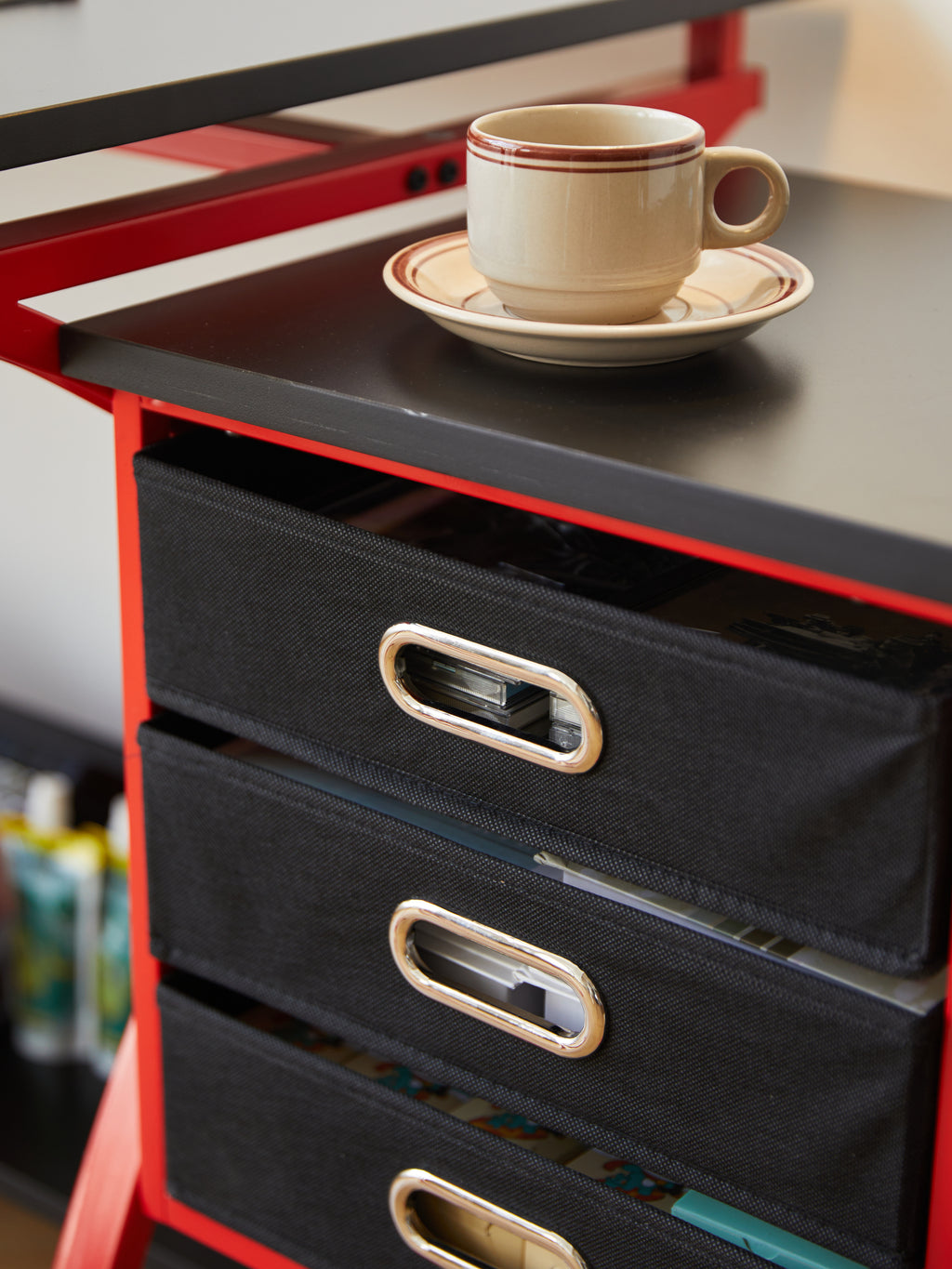 Leoglint Office desk drafting table red with stool