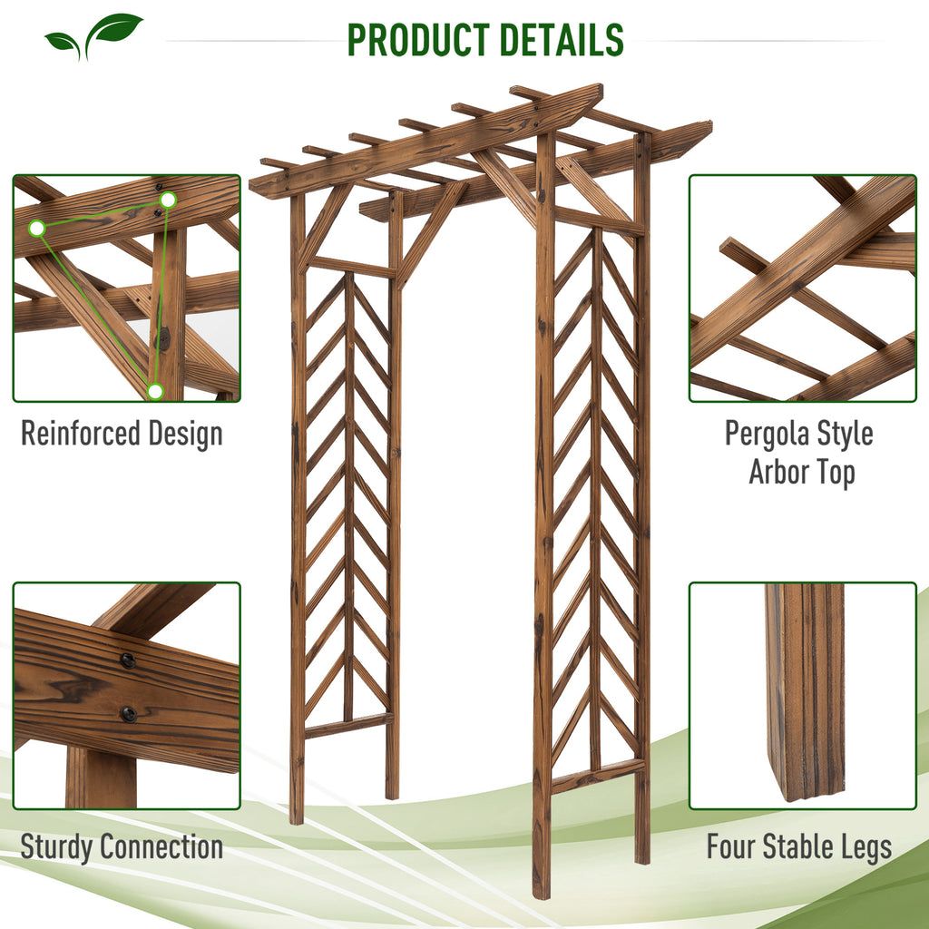 Leoglint 79in Wooden Garden Trellis Arbor Arch Trellis with Classic Countryside Style, Pergola Style Roof for Climbing Vines for Ceremony Party Weddings