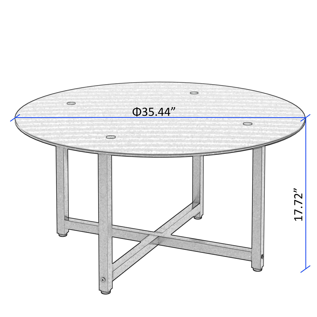 Leoglint 35.5'' Round Whole Black Coffee Table, Clear Coffee Table，Modern Side Center Tables for Living Room， Living Room Furniture