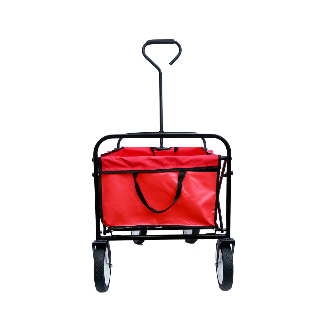 Leoglint Garden cart Folding Wagon Garden Shopping Beach Cart (Red)