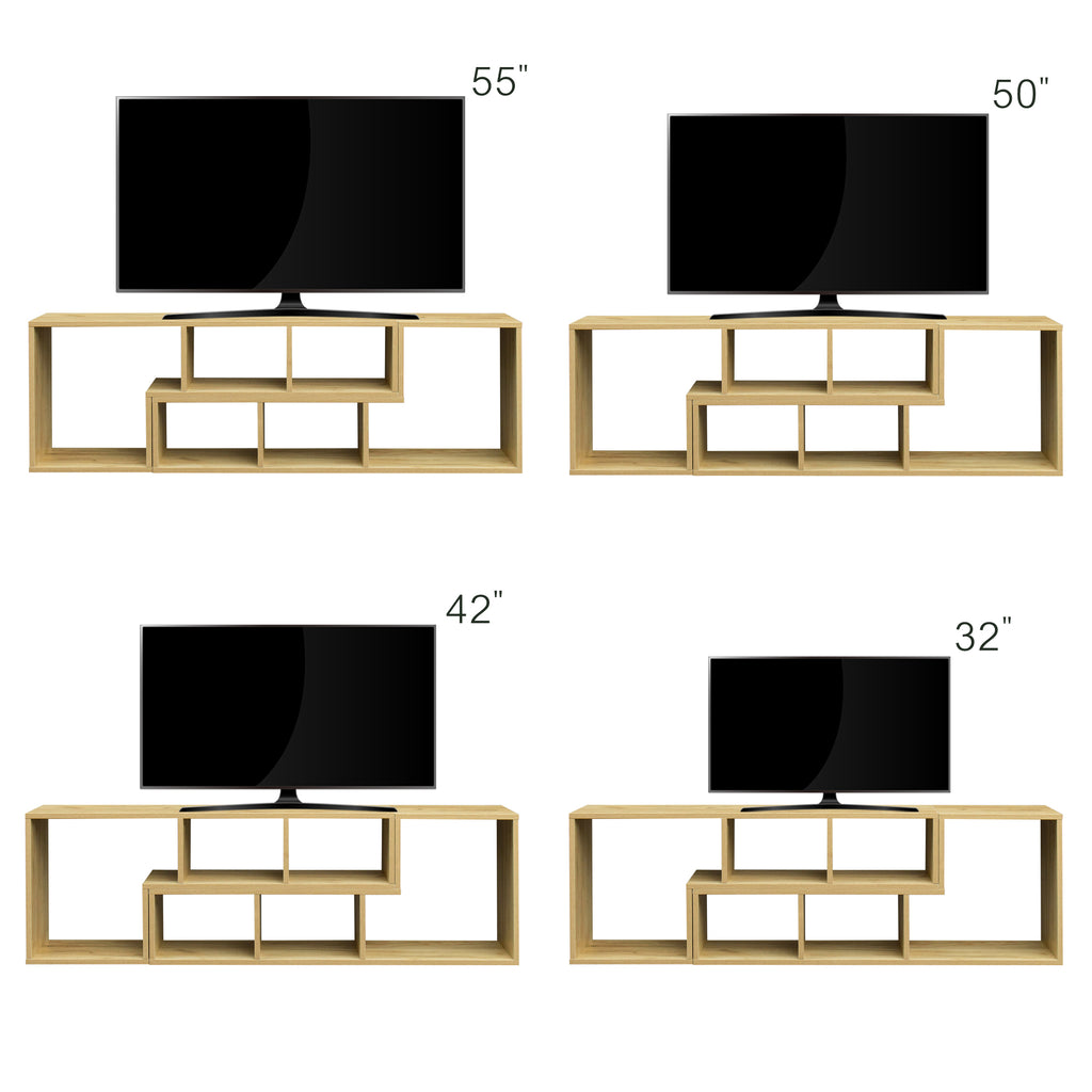 Leoglint Double L-Shaped Oak TV Stand,Display Shelf ,Bookcase for Home Furniture,OAK