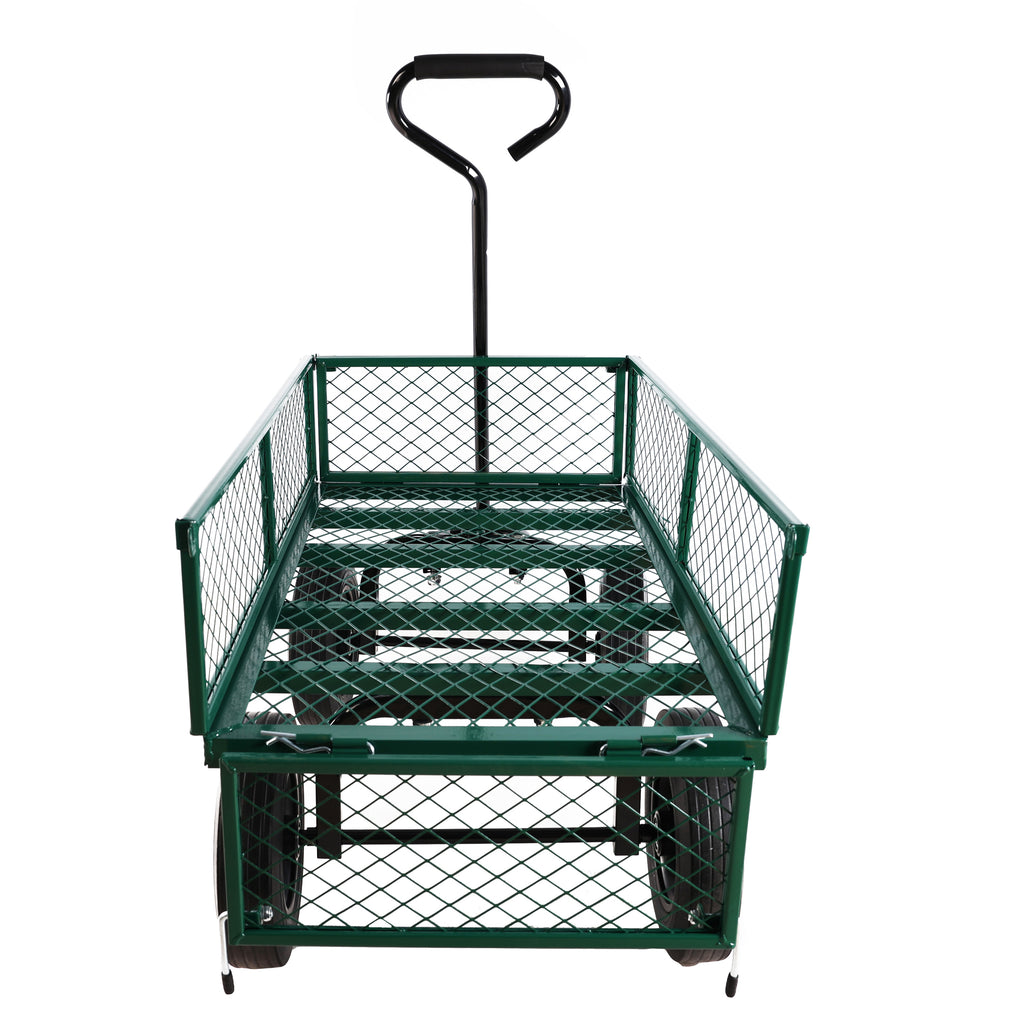 Leoglint (Green solid wheels wagon cart) Solid wheels Tools cart Wagon Cart Garden cart trucks  make it easier to transport firewood