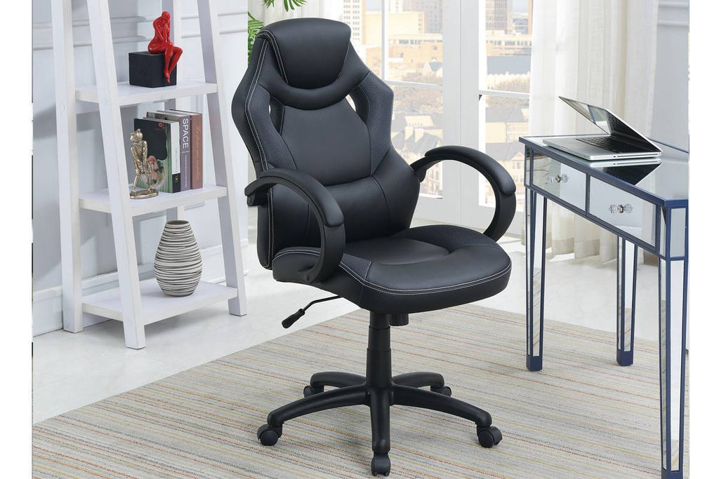 Leoglint Office Chair Upholstered 1pc Cushioned Comfort Chair Relax Gaming Office Work Black Color