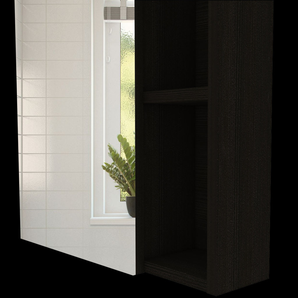 Leoglint Whirlwind 1-Shelf Rectangle Medicine Cabinet  with Mirror Black Wengue