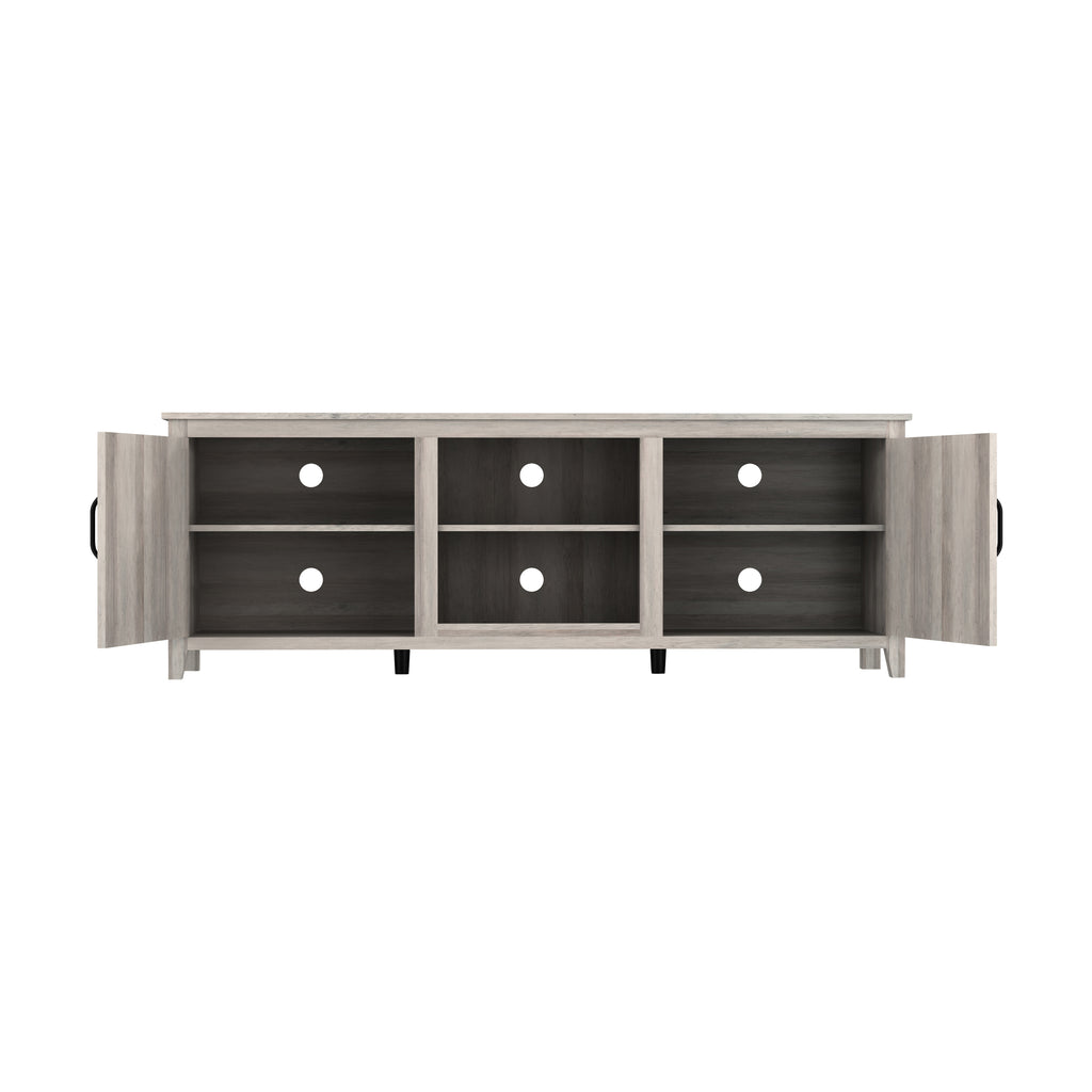 Leoglint TV Stand Storage Media Console Entertainment Center With Two Doors, Grey Walnut