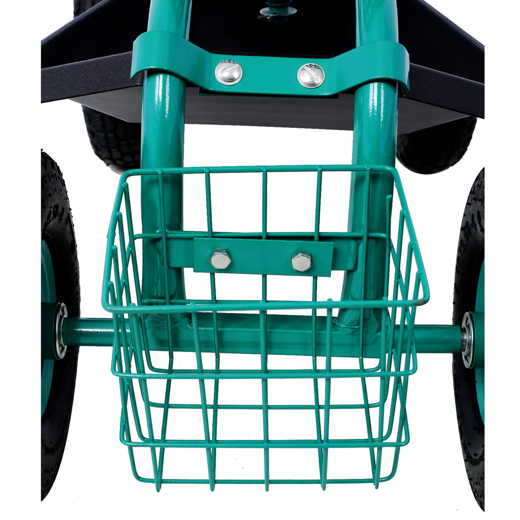 Leoglint Rolling Garden Scooter Garden Cart Seat with Wheels and Tool Tray, 360 Swivel Seat,Green