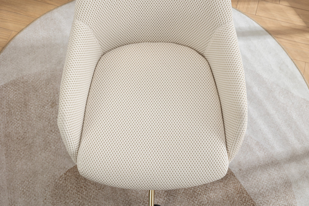 Leoglint 046-Mesh Fabric Home Office Chair 360°Swivel Adjustable Height With Gold Metal Base,Beige