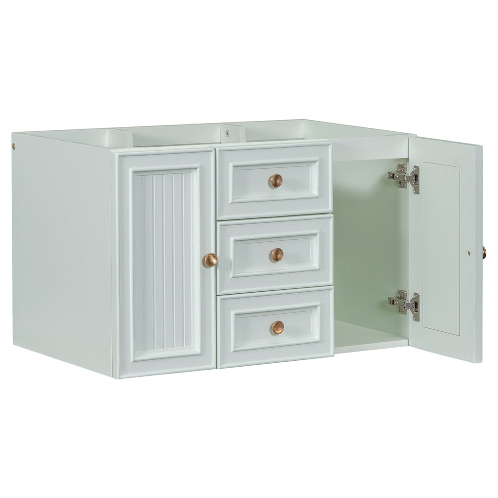 Leoglint 30" Wall Mounted Bathroom Vanity without Sink, Cabinet Base Only, Functional Drawer, Green