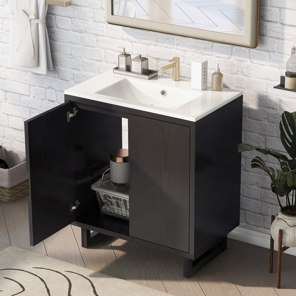 Leoglint 30" Bathroom vanity Set with Sink, Combo Cabinet, Bathroom Storage Cabinet, Solid Wood Frame