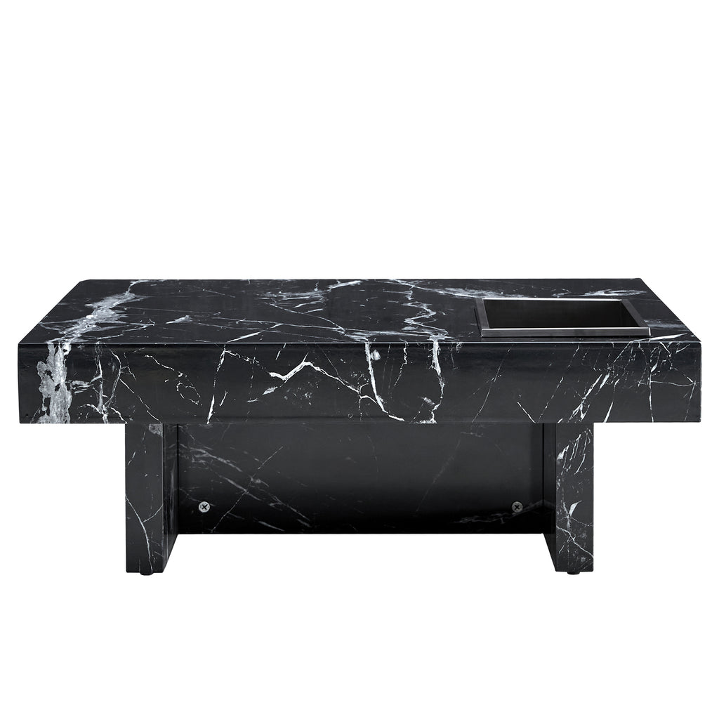 Leoglint A modern and practical coffee table made of MDF material with black patterns. The fusion of elegance and natural fashion  31.4"*31.4"*12"