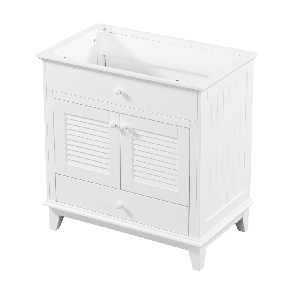 Leoglint 30" Bathroom Vanity Base without Sink, Bathroom Cabinet with Two Doors and One Drawer, White