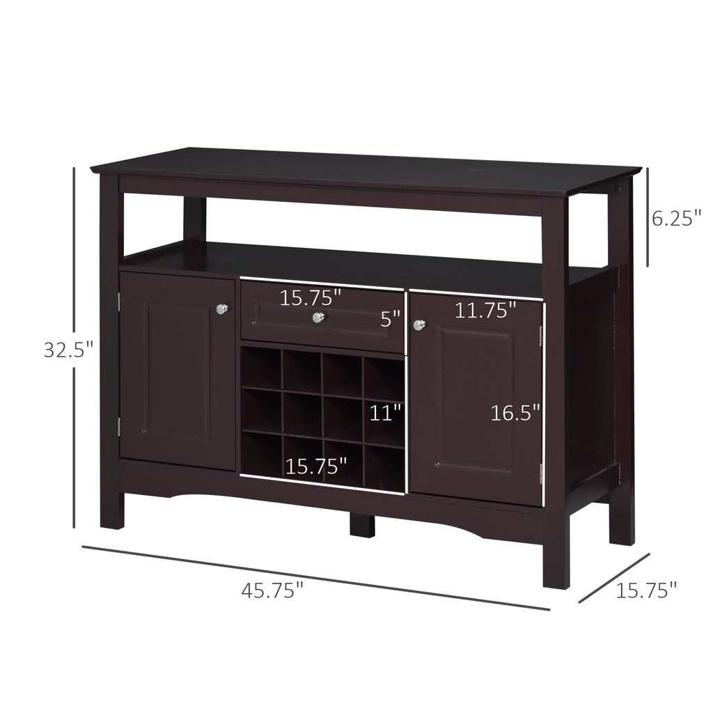 Leoglint Coffee Bar Cabinet, Modern Sideboard Buffet Cabinet, Wine Cabinet with Drawer and 12-Bottle Wine Rack for Living Room, Espresso