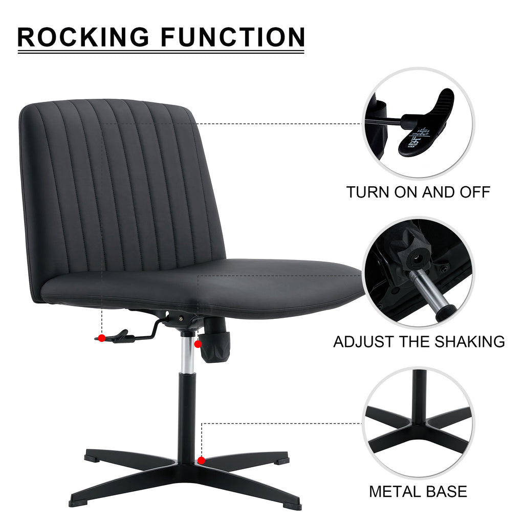 Leoglint Black High Grade Pu Material. Home Computer Chair Office Chair Adjustable 360 ° Swivel Cushion Chair With Black Foot Swivel Chair Makeup Chair Study Desk Chair. No WheelsW115167391