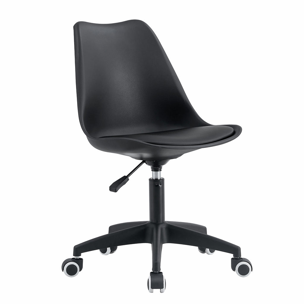 Leoglint Modern family black Office chair, adjustable 360 ° swivel chair engineering plastic armless swivel computer chair, suitable for living room, bedroom, office, hotel dining room