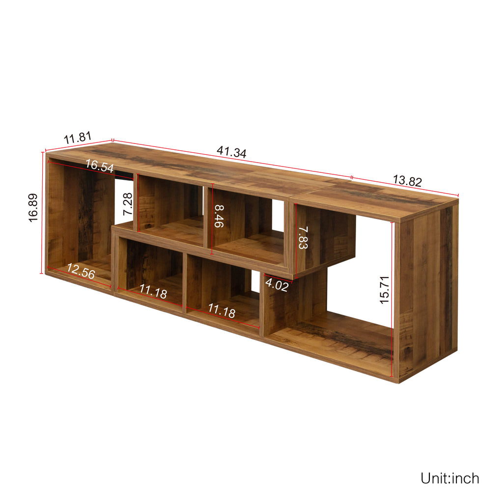 Leoglint Double L-Shaped Oak TV Stand,Display Shelf ,Bookcase for Home Furniture,Fir Wood