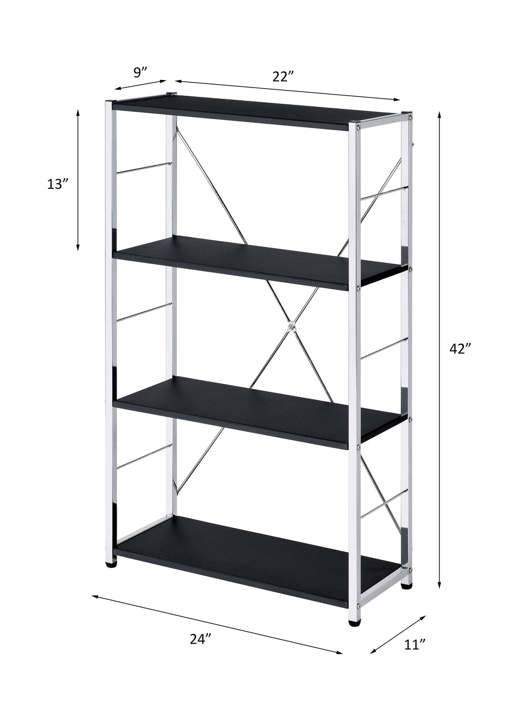 Leoglint ACME Tennos Bookshelf, Black & Chrome Finish 93197