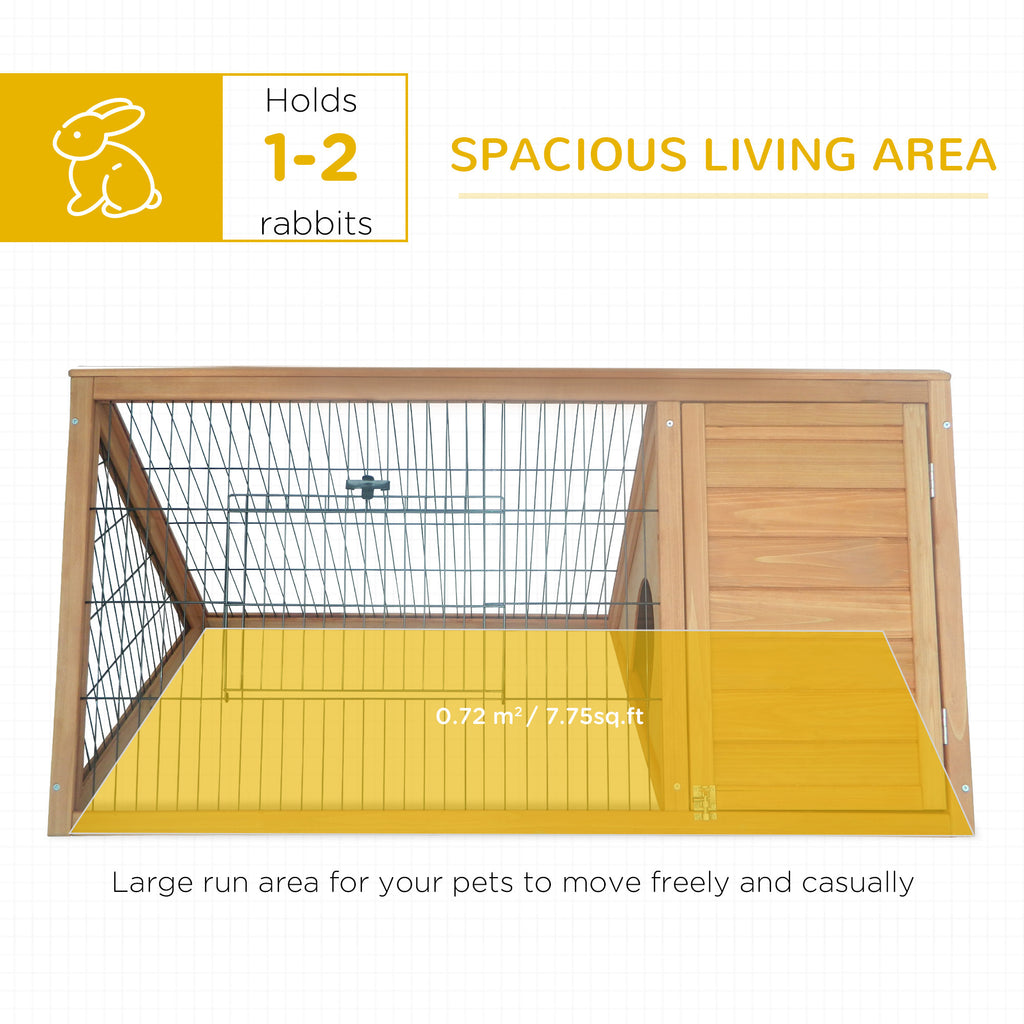 Leoglint 46" x 24" Wooden A-Frame Outdoor Rabbit Cage Small Animal Hutch with Outside Run & Ventilating Wire, Yellow