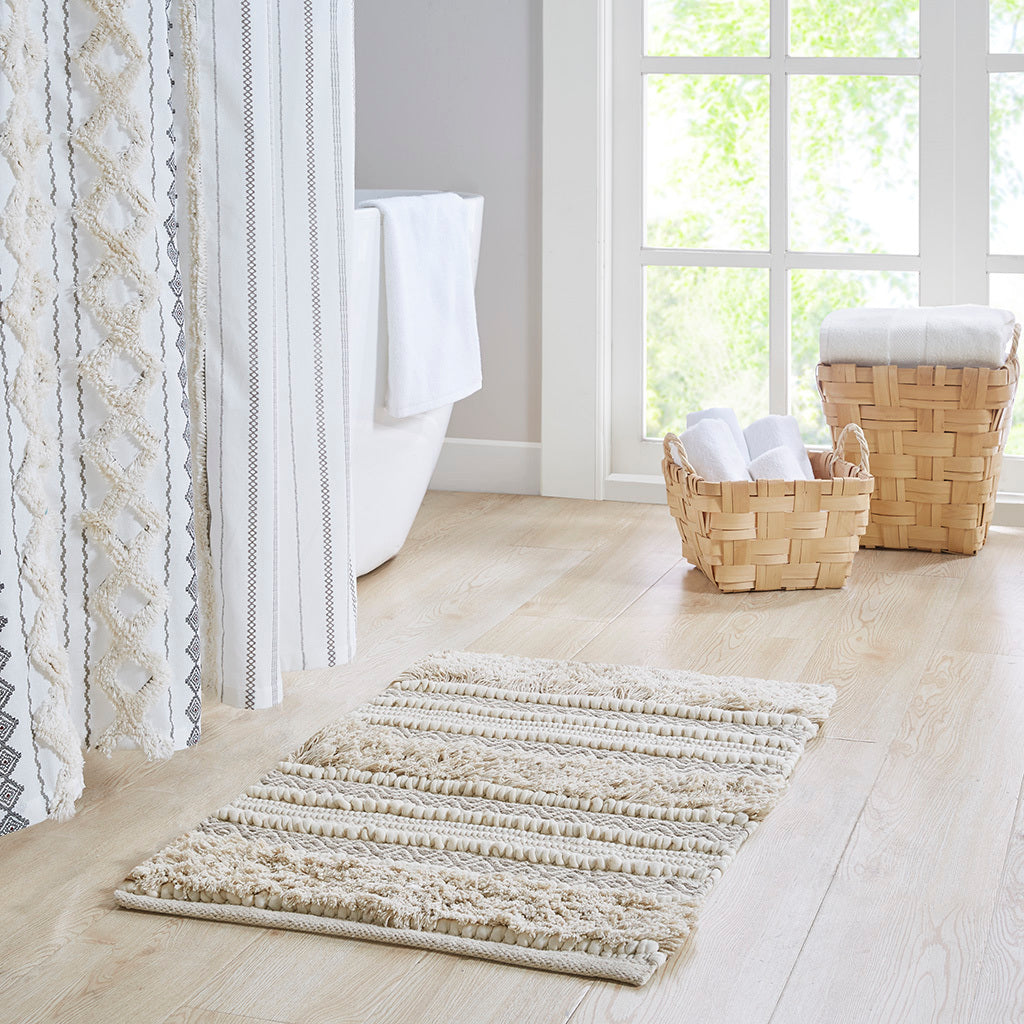 Leoglint Woven Texture Stripe Bath Rug