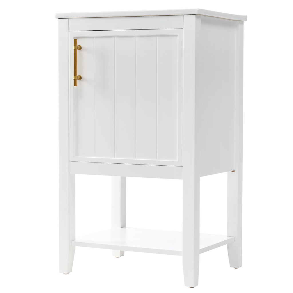 Leoglint 20" Bathroom Vanity with Sink, Bathroom Cabinet with Soft Closing Door, Storage Rack and Open Shelf, White