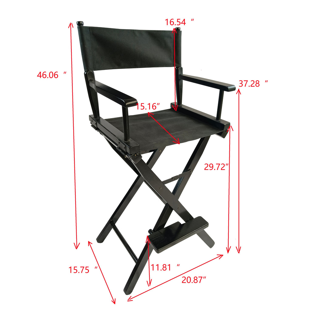 Leoglint Casual Home Director's Outdoor Chair, Black Frame/Black Canvas,Suitable for adults, foldable style, 2pcs/set  populus