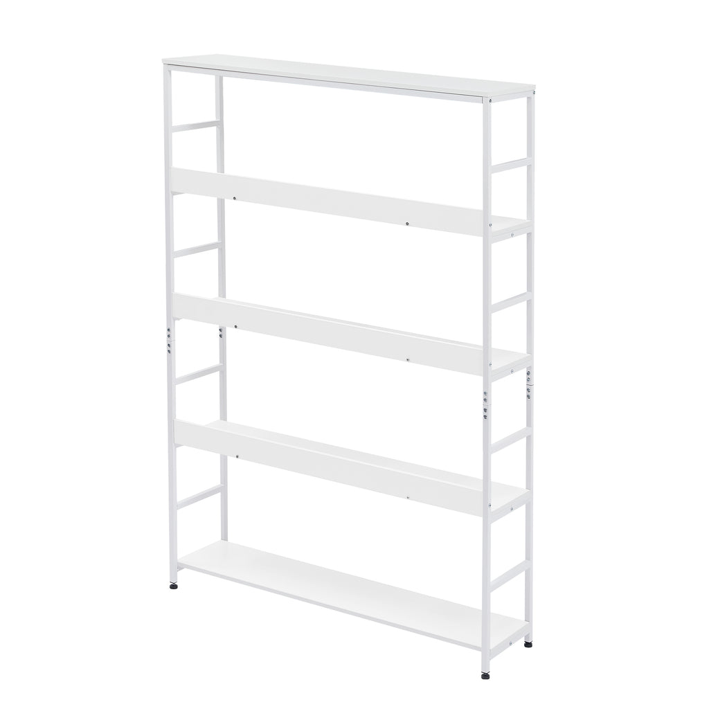 Leoglint [VIDEO] 5-Tier Home Office Bookcase Open Bookshelf Storage Large 5 Shelf Bookshelf Furniture with Metal Frame, White