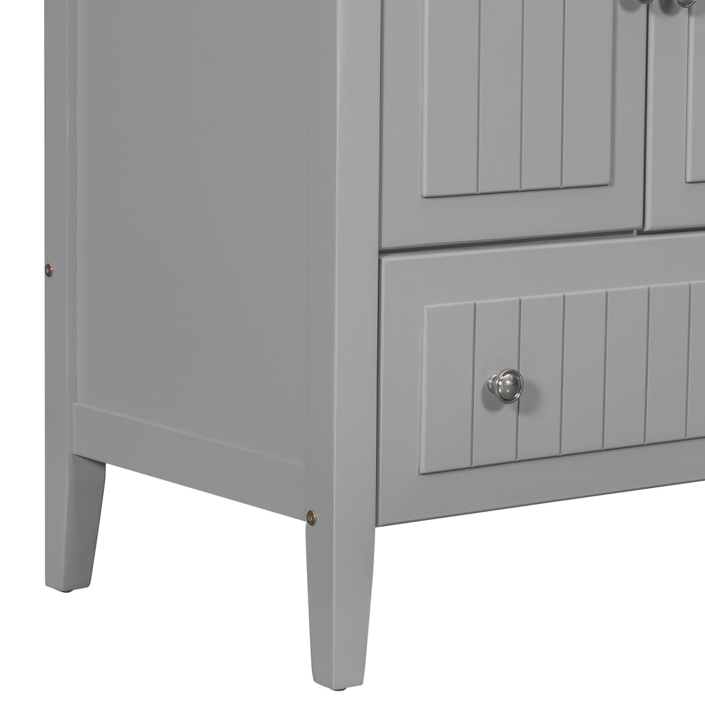 Leoglint 36" Bathroom Vanity Base Only, Solid Wood Frame and MDF Boards, Grey