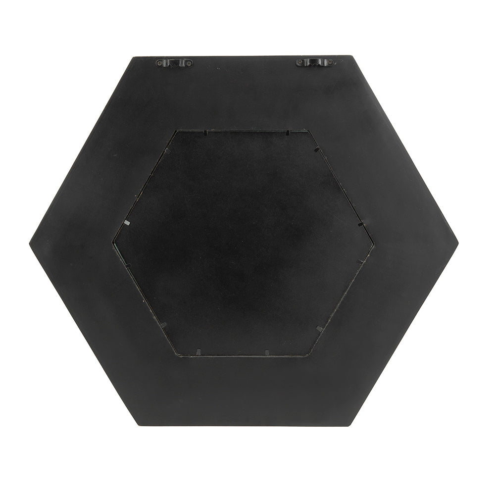 Leoglint 18.5" x 18.5" Hexagon Mirror with Solid Wood Frame, Wall Decor for Living Room Bathroom Hallway, Black