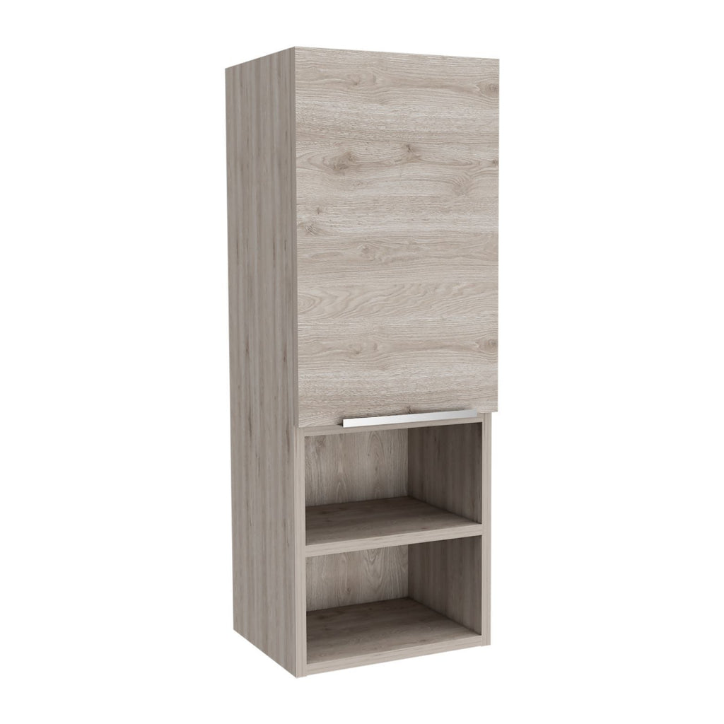 Leoglint Medicine 32H" Single Door Cabinet, Two Interior Shelves, Two External Shelves, Light Gray