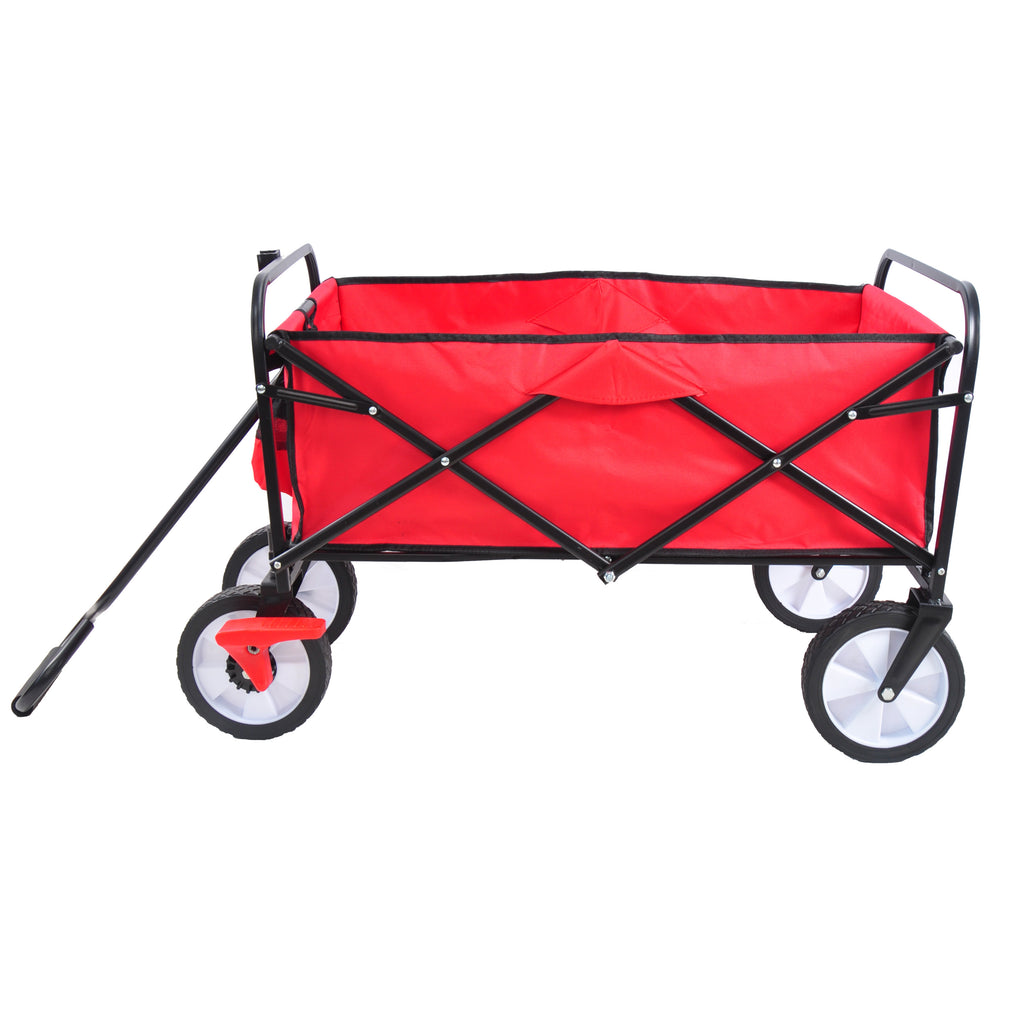 Leoglint Garden cart Folding Wagon Garden Shopping Beach Cart (Red)