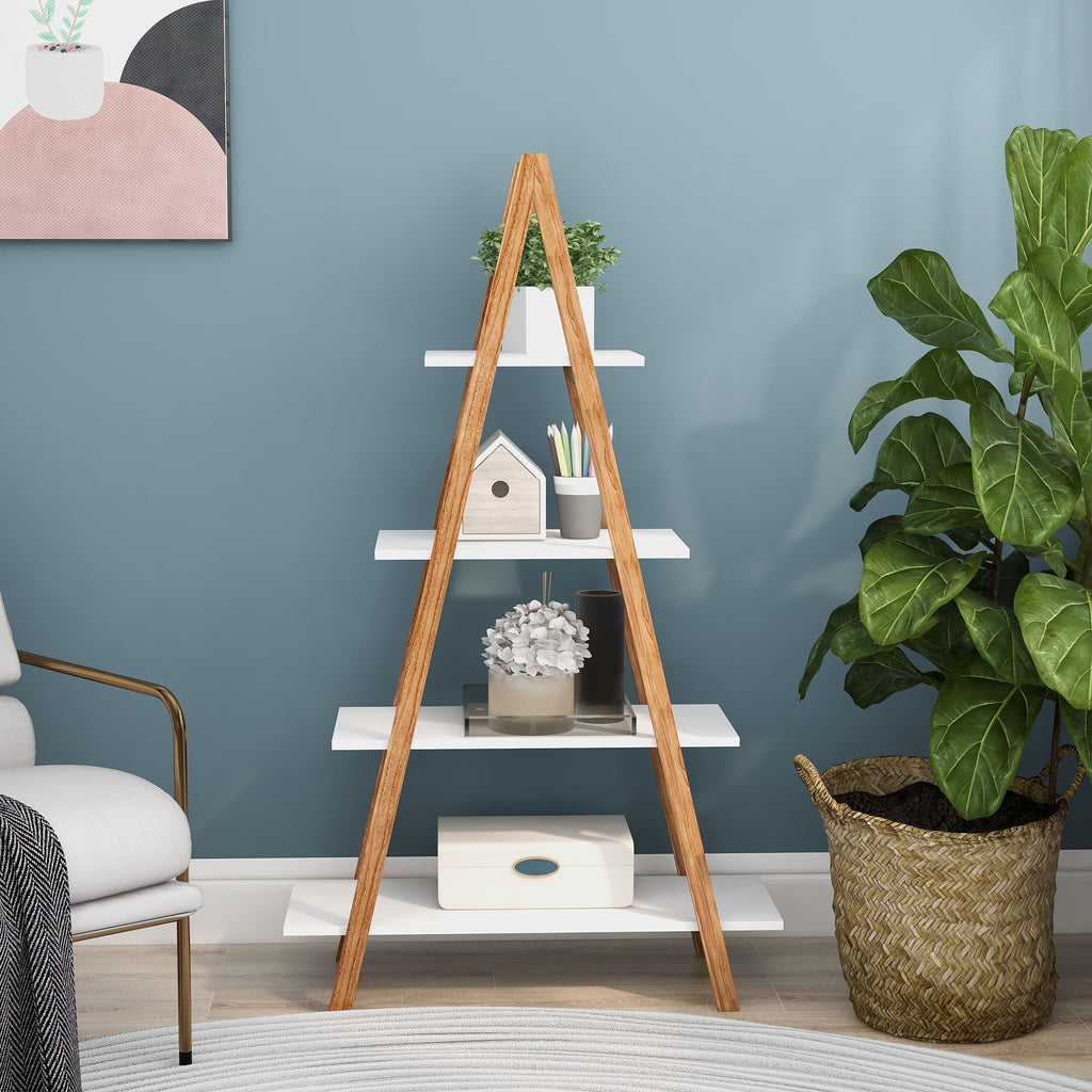 Leoglint Solid bamboo wood oxford “A”frame ladder display bookshelf