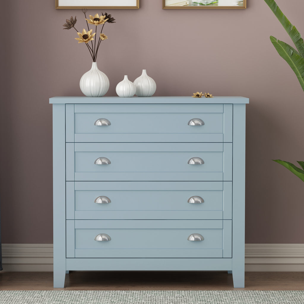 Leoglint Drawer DresserBAR CABINET side cabinet,buffet sideboard,buffet service counter,solid wood frame,plasticdoor panel,retro shell handle,applicable to dining room,living room,kitchen corridor,Grayish Blue