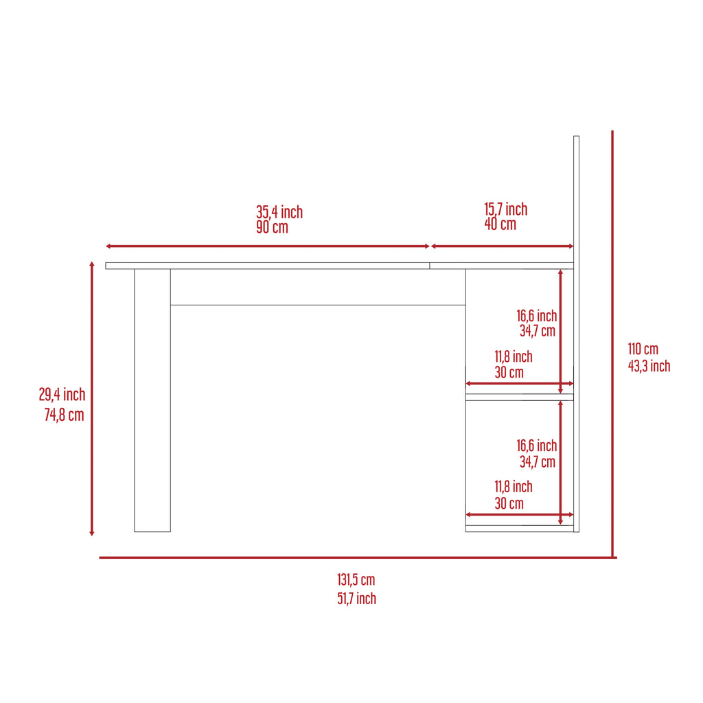 Leoglint Masai Writing Computer Office Desk, Five Open Shelves -Smokey Oak