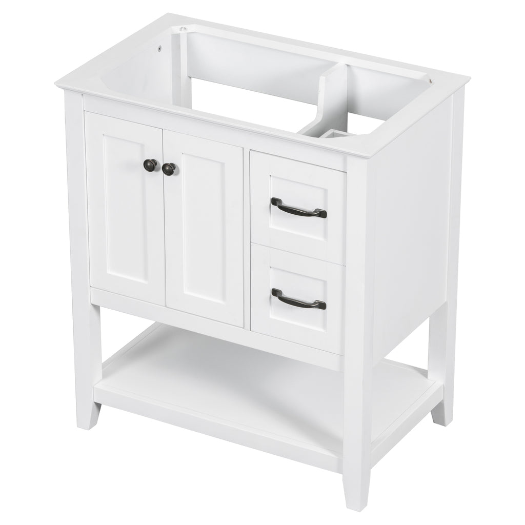 Leoglint 30" Bathroom Vanity without Sink Top, Cabinet Base Only, Vanity with Multi-Functional Drawer, White