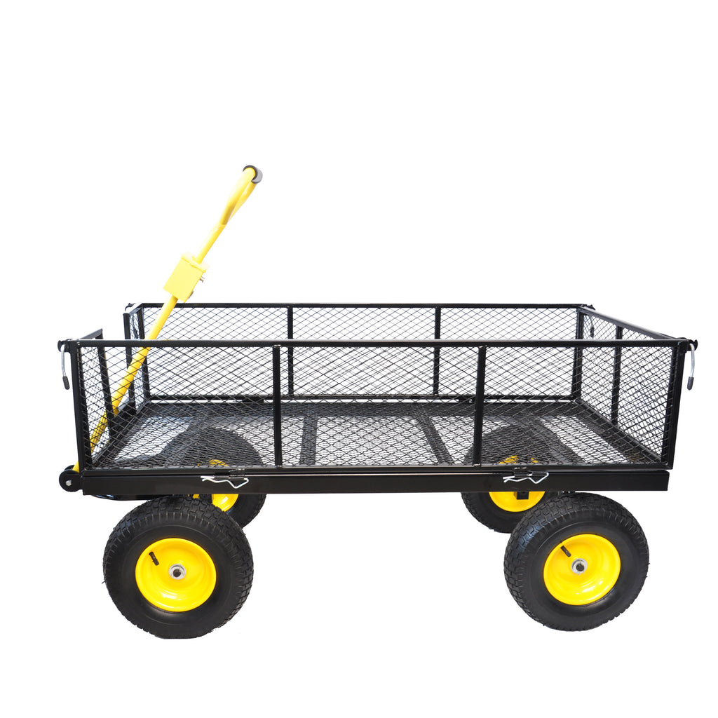 Leoglint BIG  Wagon Cart Garden cart trucks make it easier to transport firewood Yellow+Black Maximum static load is 880 lbs.