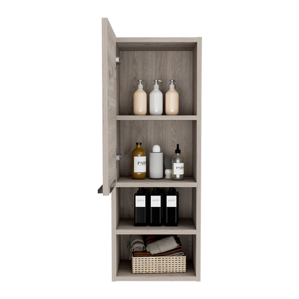 Leoglint Medicine 32H" Single Door Cabinet, Two Interior Shelves, Two External Shelves, Light Gray