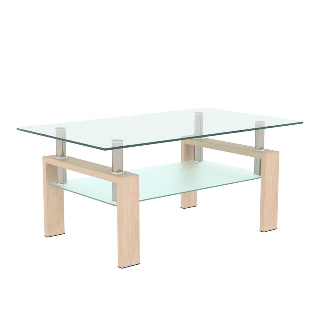 Leoglint Rectangle  Glass Coffee Table, Clear Coffee Table Modern Side Center Tables for Living Room Living Room Furniture